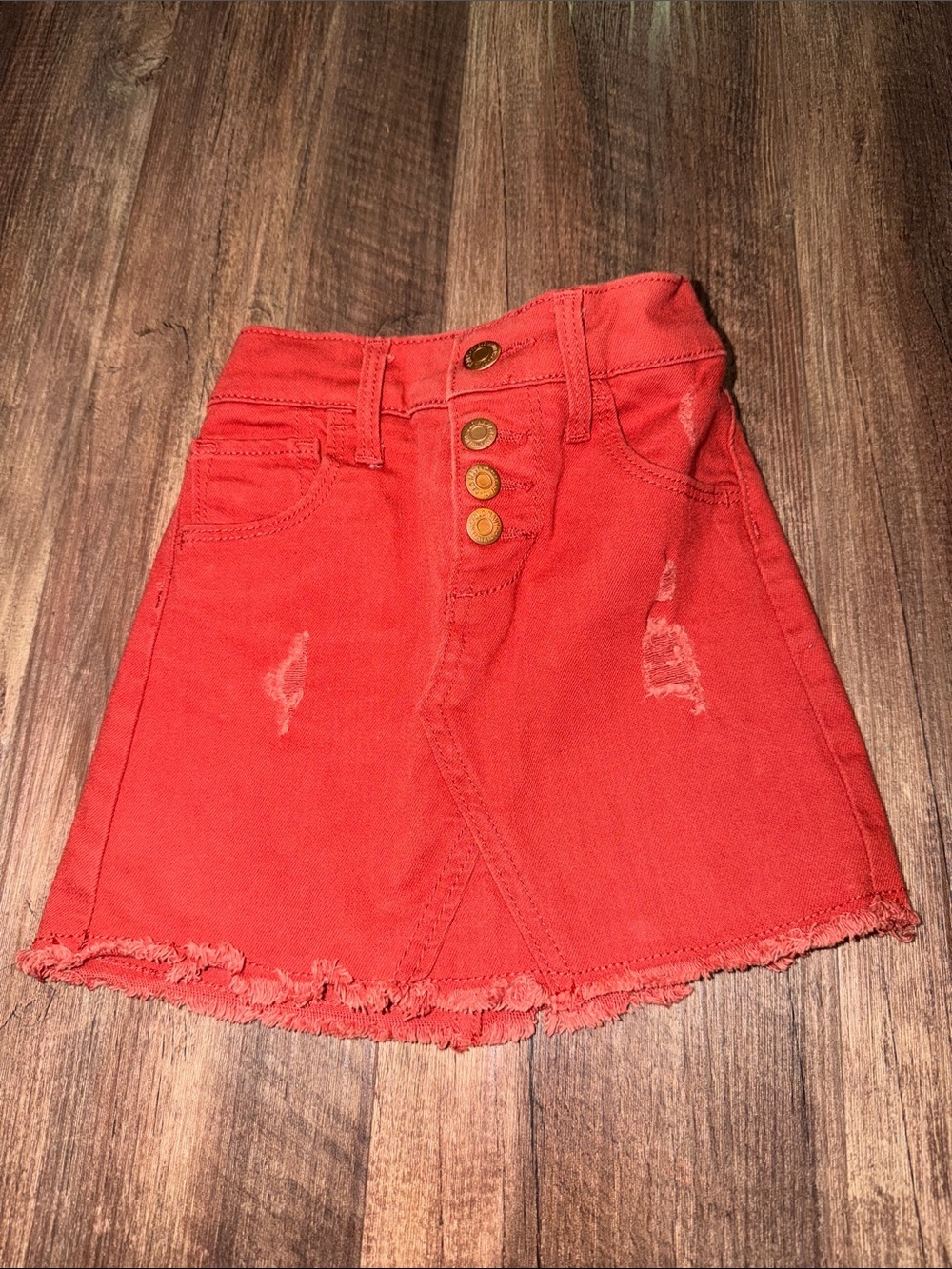 Old Navy Denim Orange Distressed Skirt size XS (5) Adjustable Waist
